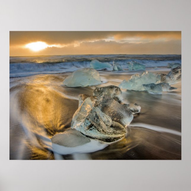 Black Sand Beach | Jokulsarlon South Iceland Poster (Front)