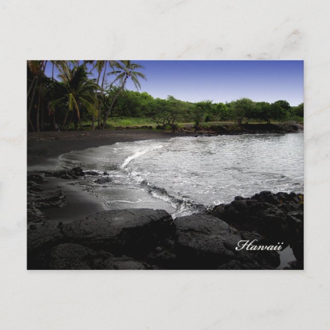 Black Sand Beach Postcards, Customisable Postcard (Front)
