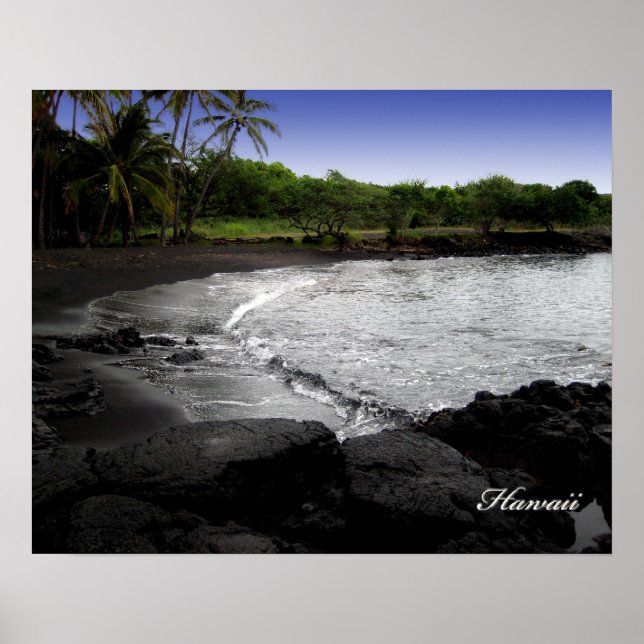 Black sand beach Poster (Front)