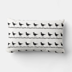 BLACK SAND PIPER white PILLOW coastal