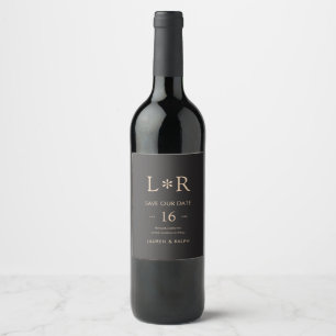 Black Sand   Stylish Wedding Save the Date Wine Label