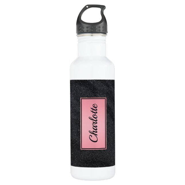 Black Sandy Glitter 710 Ml Water Bottle (Front)