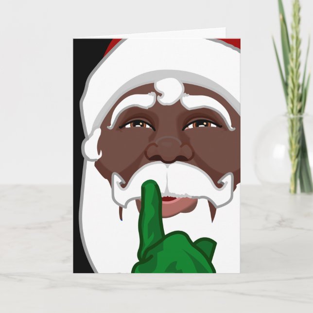 Black Santa Cards Custom Christmas Greetings Card (Front)