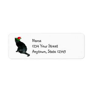 Black Santa Cat Return Address Labels
