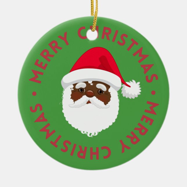 Black Santa  Ceramic Tree Decoration (Front)