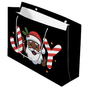 Black Santa Christmas African Joy Holiday Xmas Large Gift Bag