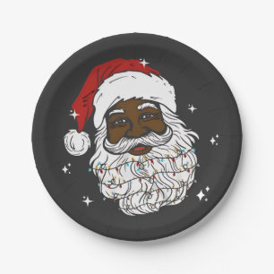 Black Santa Christmas Black History Xmas Paper Plate