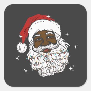 Black Santa Christmas Black History Xmas Square Sticker
