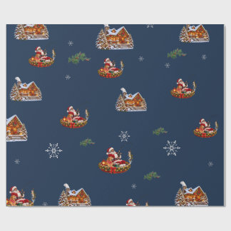 Black Santa Christmas Fishing Wrapping Paper