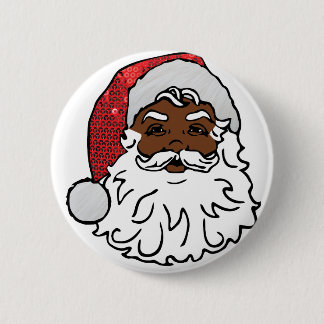 black santa claus 6 cm round badge