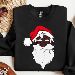 Black Santa Claus African American Santa Face Xmas Sweatshirt