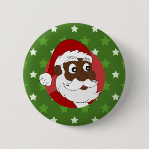 Black Santa Claus Cartoon 6 Cm Round Badge