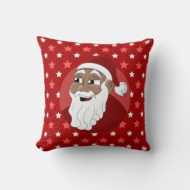 Black Santa Claus Cartoon Cushion (Front)