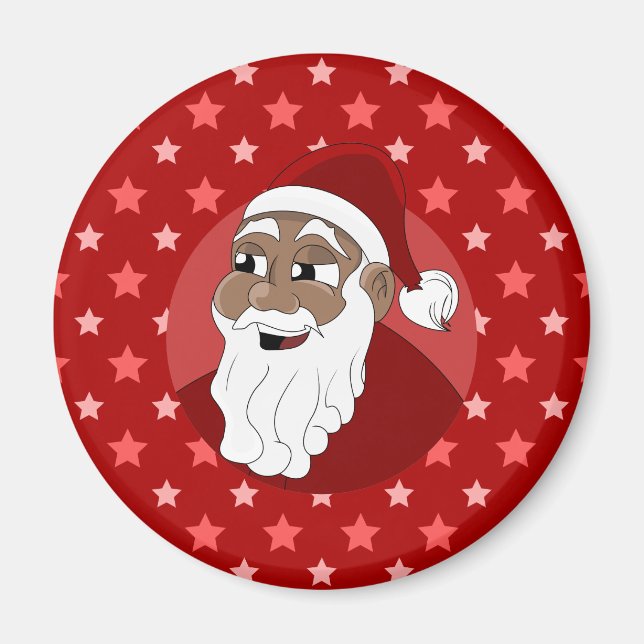 Black Santa Claus Cartoon Magnet (Front)