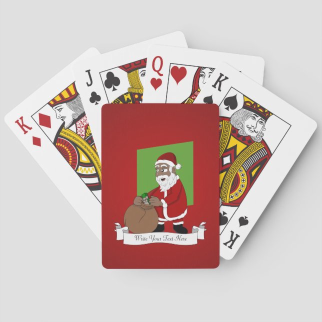 Black Santa Claus Cartoon Playing Cards (Back)