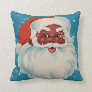 BLACK SANTA CLAUS Christmas pillow Vintage style