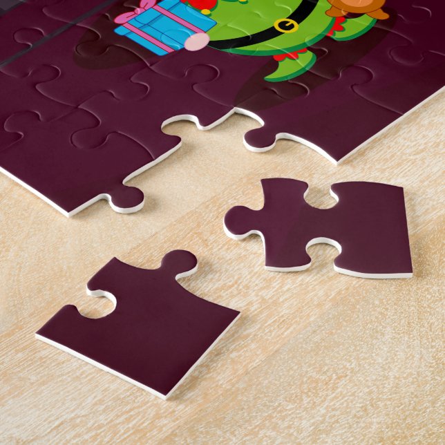 Black Santa Claus delivering Christmas gifts, Jigsaw Puzzle (Side)