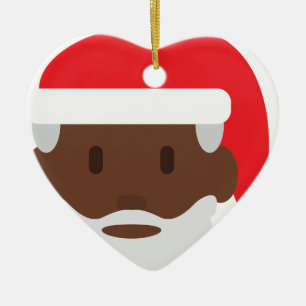black santa claus emoji ceramic tree decoration