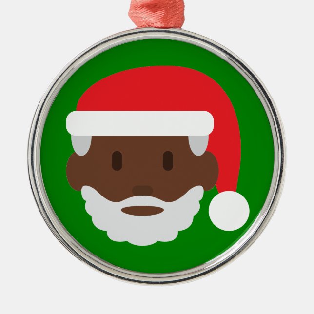 black santa claus emoji metal tree decoration (Front)