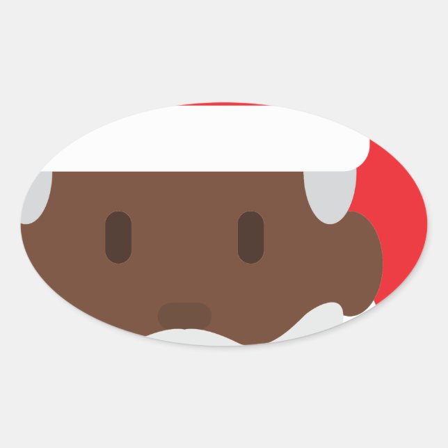 black santa claus emoji oval sticker (Front)