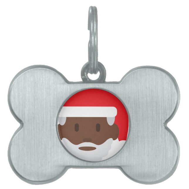 black santa claus emoji pet tag (Front)