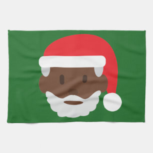 black santa claus emoji tea towel