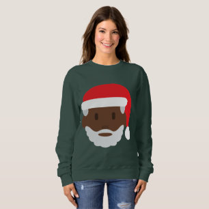 black santa claus emoji xmas womens sweatshirt