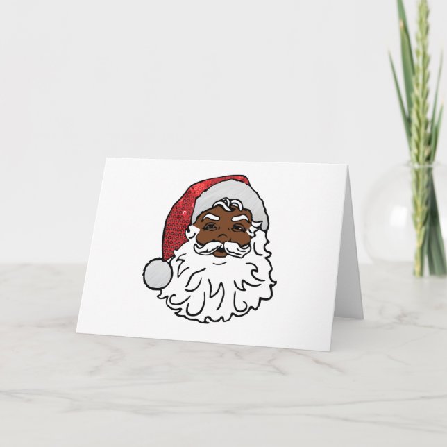 black santa claus holiday card (Front)