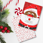 Black Santa Claus in red Christmas holiday party Invitation<br><div class="desc">Spread the joy and warmth of the holiday season with this delightful and lively invitation! Extend a warm welcome to your loved ones and dear friends, inviting them to join you in celebrating the magic of Christmas. This enchanting invitation showcases a charming African-American Santa Claus, elegantly dressed in his iconic...</div>