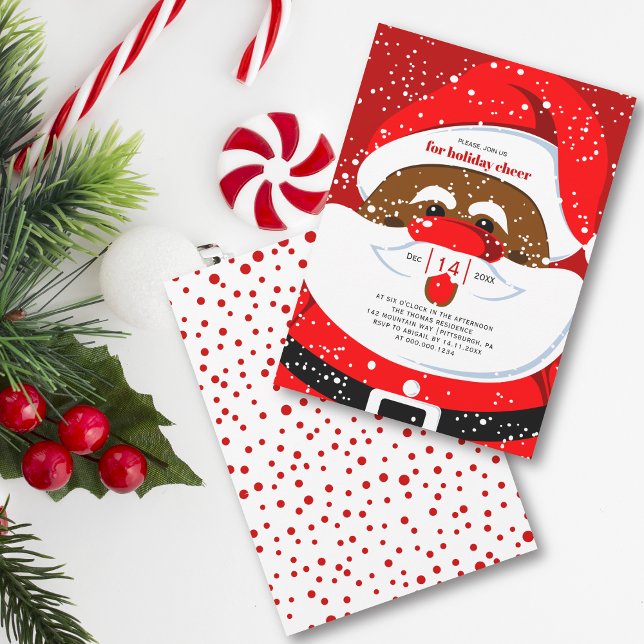Black Santa Claus in red Christmas holiday party Invitation (Creator Uploaded)