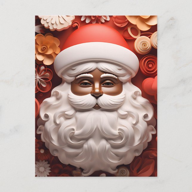 Black Santa Claus Melanin Kris Kringle Xmas Bruh Holiday Postcard (Front)