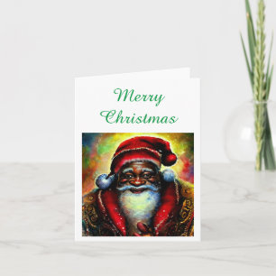 Black Santa Claus Merry Christmas Blank Card