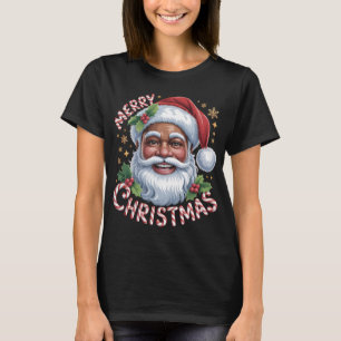 Black Santa Claus Merry Christmas Shirt African Am