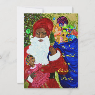 Black Santa Claus Party Invitations - Customisable