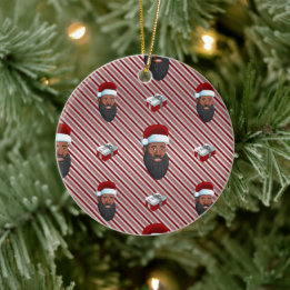 Black Santa Claus Red Striped Ceramic Tree Decoration
