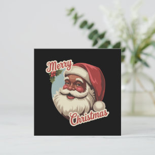 Black Santa Claus Retro Christmas Vintage Holiday  Card