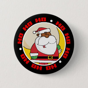 Black Santa Claus with Toy Sack 6 Cm Round Badge