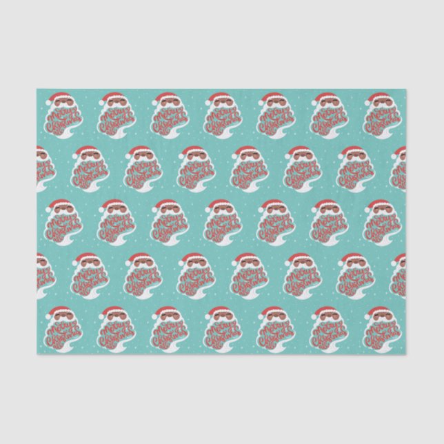 Black Santa | Merry Christmas All | Blue Tissue Paper (Front)