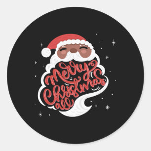 Black Santa Merry Christmas All Toddler T Shirt Classic Round Sticker
