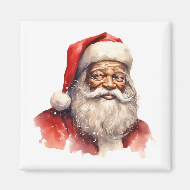 Black Santa Merry Christmas Magnet (Front)