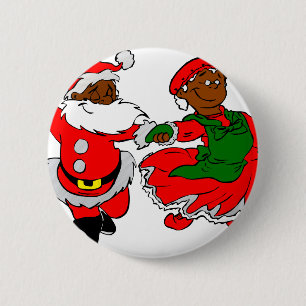 black santa mrs claus 6 cm round badge