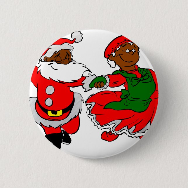 black santa mrs claus 6 cm round badge (Front)