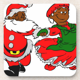 black santa mrs claus coaster