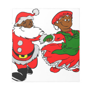 black santa mrs claus notepad