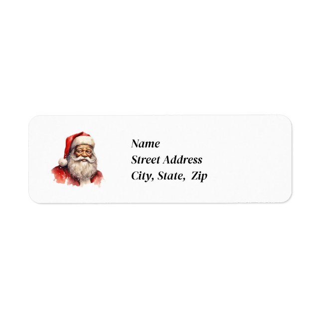 Black Santa Return Address Label (Front)