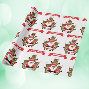 Black Santa Squad Christmas Reindeer Funny  Wrapping Paper