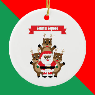 Black Santa Squad Reindeer Funny Ceramic Tree Decoration