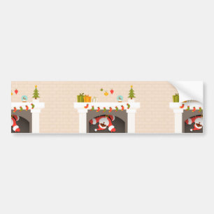 black santa stuck in fireplace bumper sticker