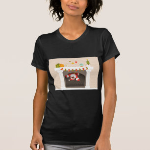 black santa stuck in fireplace T-Shirt