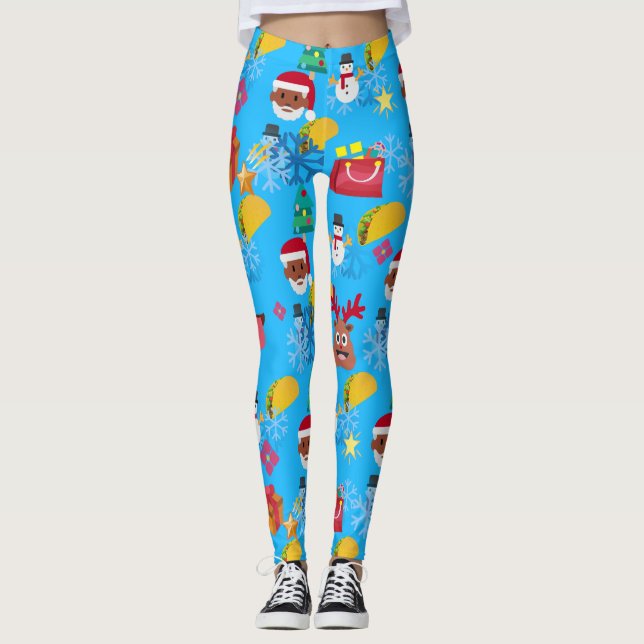 black santa taco christmas leggings (Front)
